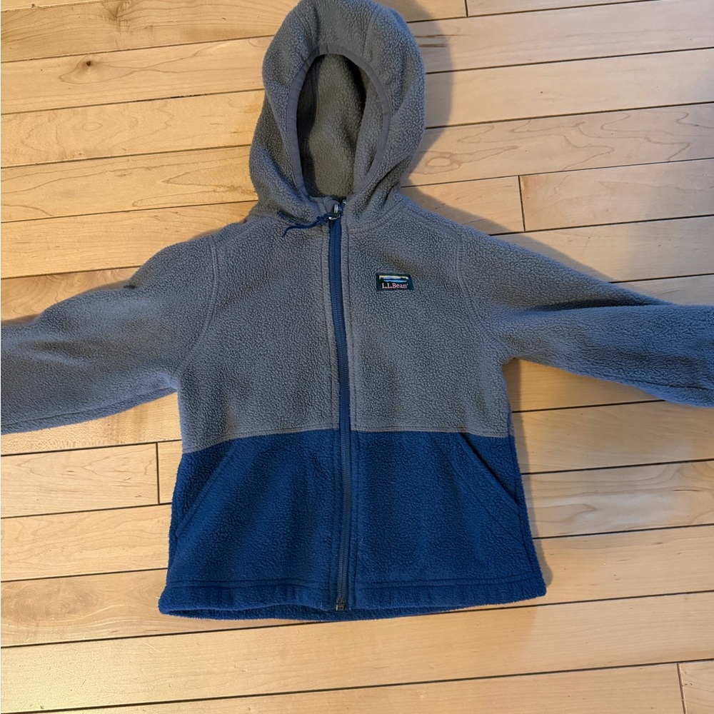 L.L. Bean Kids Blue and Gray Fleece Hoodie